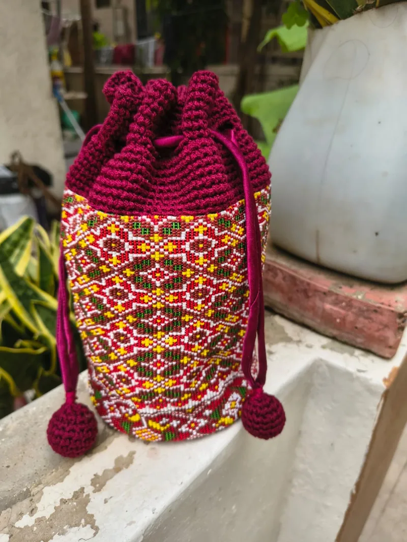 Geometric Beaded Potli Bag